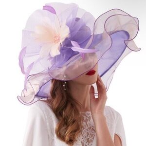 Women Z18 Kentucky Derby Hat Organza Light Purple